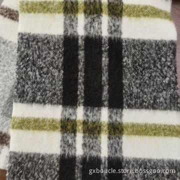 Woolen Boucle Plaid design with long brushed fabrics